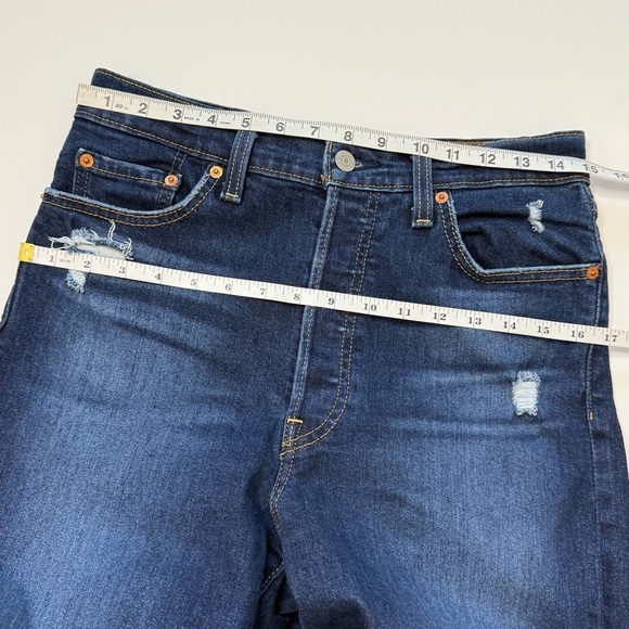 Levis Ribcage Straight Leg High Rise Jeans Women’s 29 Button Fly Blue - Picture 12 of 15